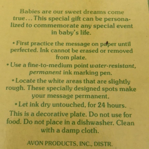 Avon 1982 Keepsake Personalize able sleeping bunny Collectible Plate - Picture 5 of 8